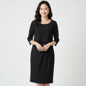 MaxMara Weekend Sophisticated Black 3/4 Sleeve Cape Dress size 8